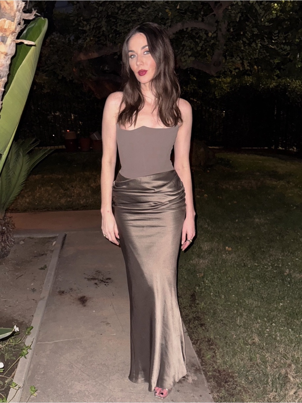 House of CB “Persephone” Smoke Strapless Corset Maxi Dress